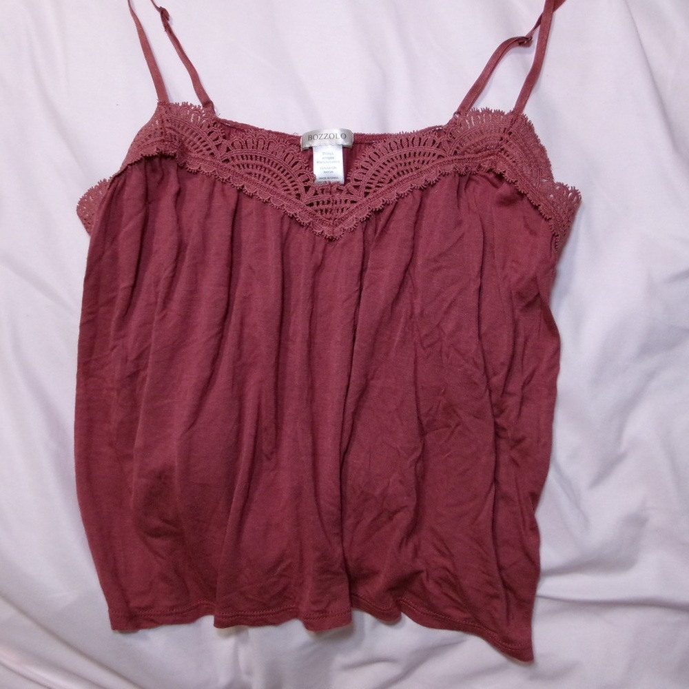 Bozzolo Lace Trim Cami Top - Dusty Rose